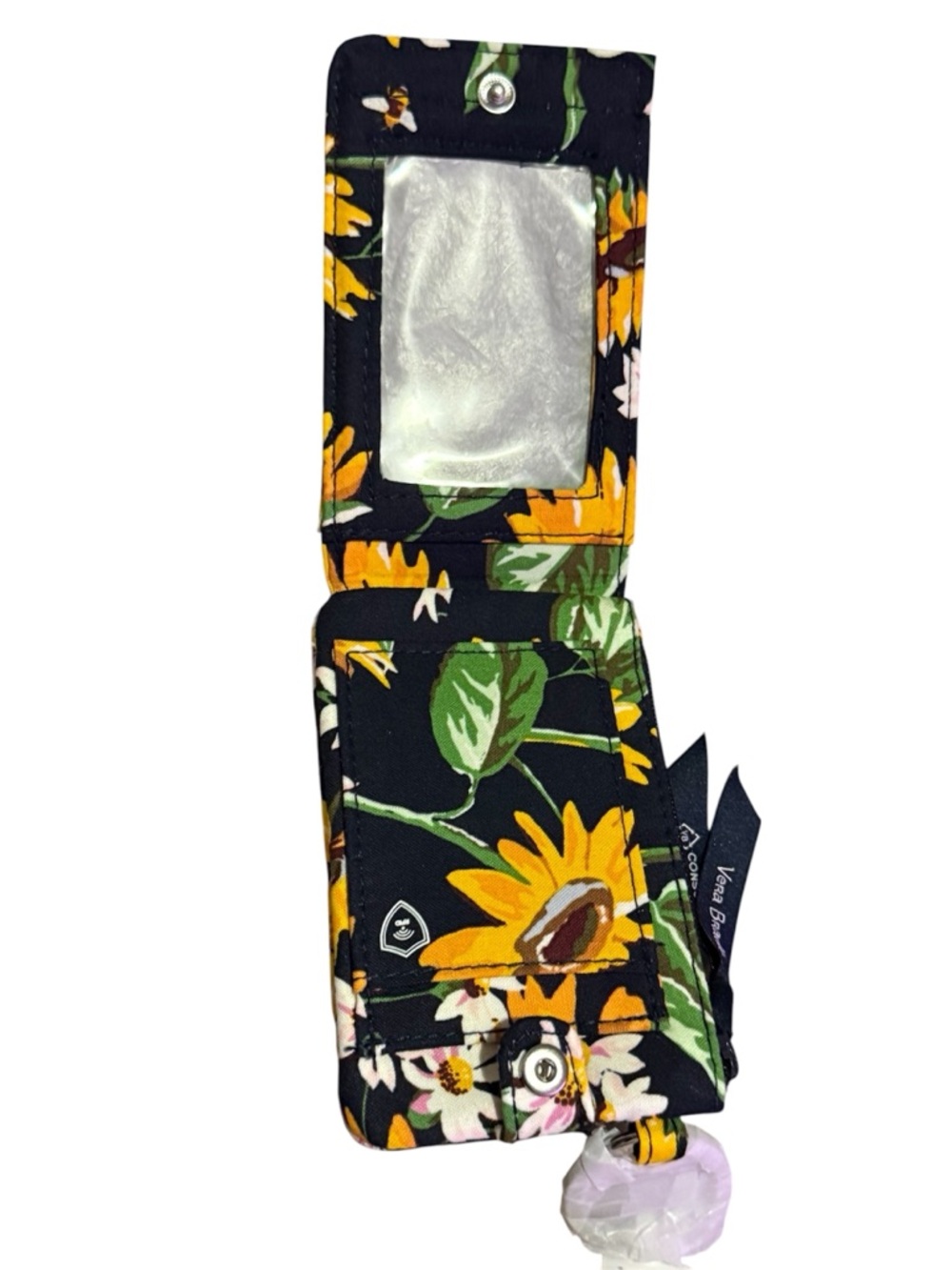 Vera Bradley Navy Floral ID Wristlet with Green Leaves NWOT